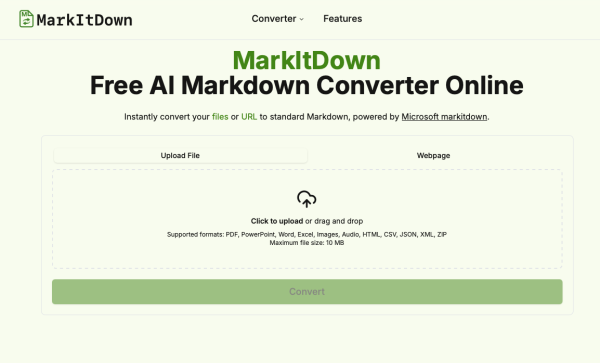 MarkItDown文档转Markdown工具 支持Word、HTML、PDF、TXT