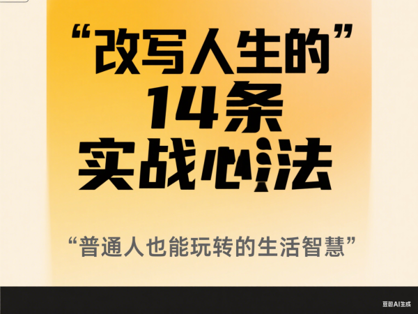 足以改写人生现状的 14 条 “实战心法”，做下来普通人也能玩得转。