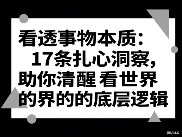 看透事物本质：17 条扎心洞察，助你清醒看世界的底层逻辑