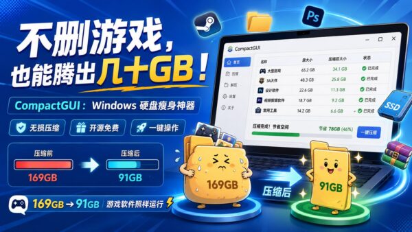 CompactGUI:压缩游戏和软件,腾出硬盘空间