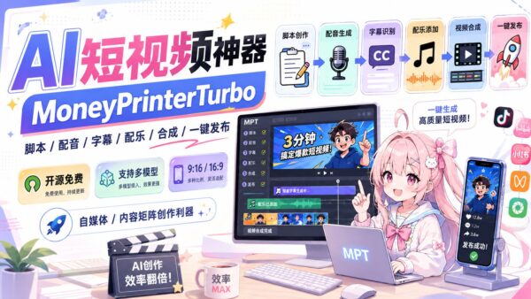 MoneyPrinterTurbo:从关键词生成并发布短视频