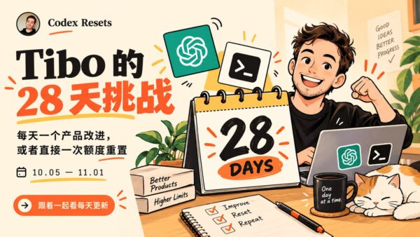 「Tibo 28 天挑战」追踪页:集中看更新与额度重置
