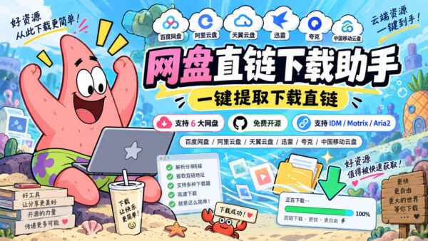 网盘直链下载助手:选中文件,交给下载器